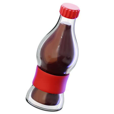 Glass Bottle Of Cola Drink  3D Icon
