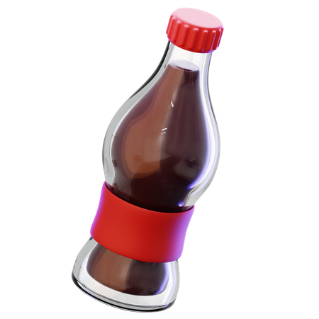 Glass Bottle Of Cola Drink  3D Icon