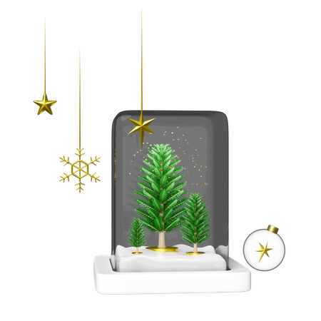 Glass dome present for christmas  3D Illustration