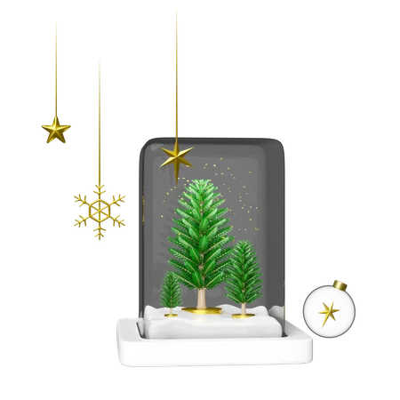 Glass dome present for christmas  3D Illustration