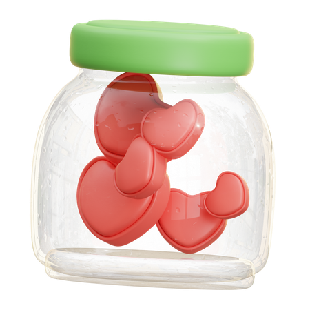 Glass Jar With Heart Shapes  3D Icon