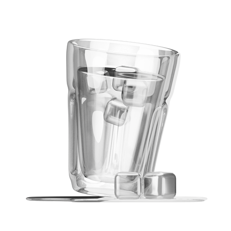 Glass of water with ice cubes 3D Illustration