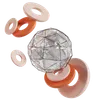 Glass Sphere Orange Pink Rings Abstract Geometric