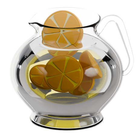 Glass Teapot With Lemon Slices  3D Icon