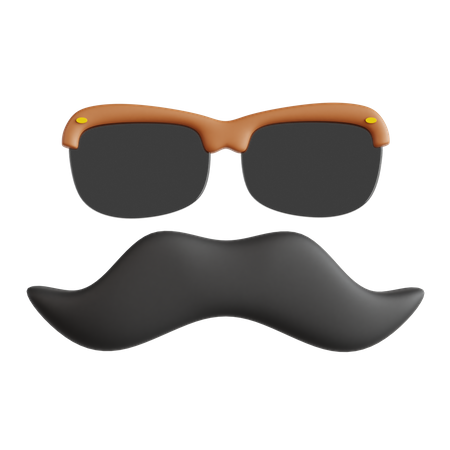 Glasses And Moustache  3D Icon