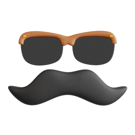 Glasses And Moustache  3D Icon