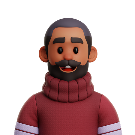 Glatze Mann mit Bart  3D Icon