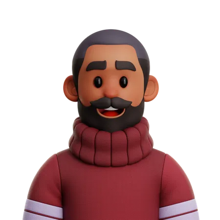 Glatze Mann mit Bart  3D Icon