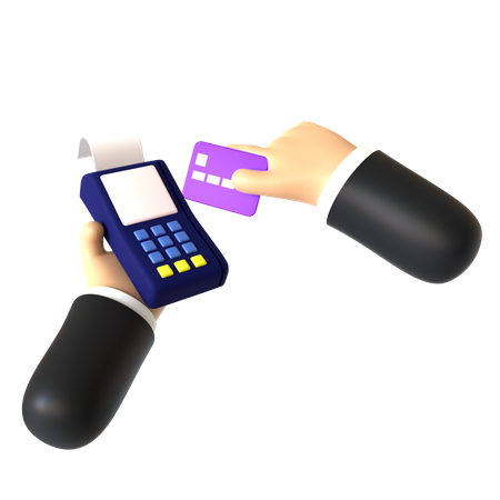 Geste de la main pour glisser une carte de crédit  3D Illustration