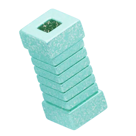 Glitter Abstract Aqua Stacked Hollow Tower  3D Icon