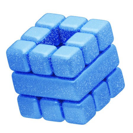 Glitter Abstract Blue Block Cube  3D Icon