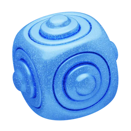 Glitter Abstract Blue Concentric Cube  3D Icon