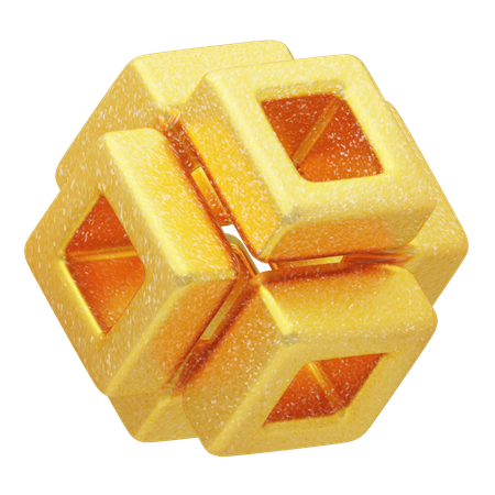 Glitter Abstract Golden Interlocking Hexagons  3D Icon