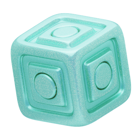 Glitter Abstract Mint Geometric Cube  3D Icon