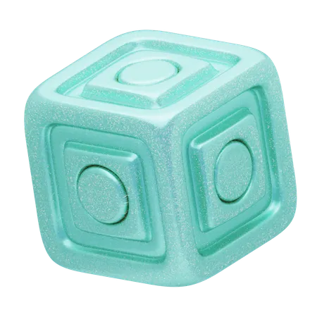 Glitter Abstract Mint Geometric Cube  3D Icon