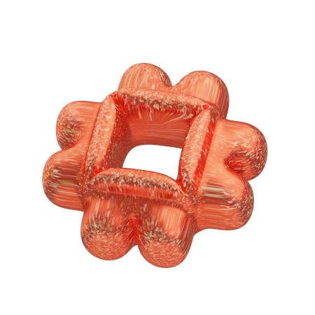 Glitter Abstract Orange Hollow Cube  3D Icon