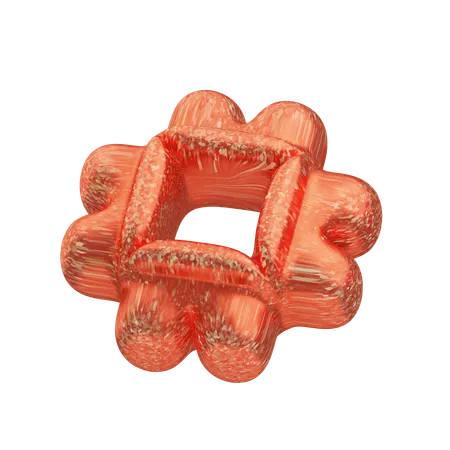 Glitter Abstract Orange Hollow Cube  3D Icon