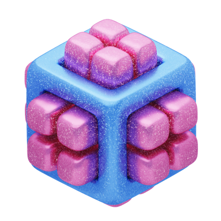 Glitter Abstract Pink And Blue Cuboid Matrix  3D Icon