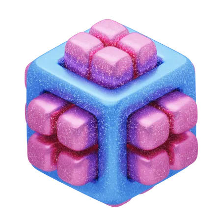 Glitter Abstract Pink And Blue Cuboid Matrix  3D Icon