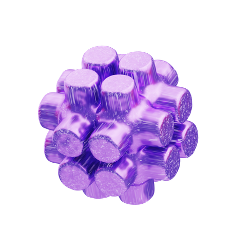 Glitter Abstract Purple Metallic Cylinder  3D Icon