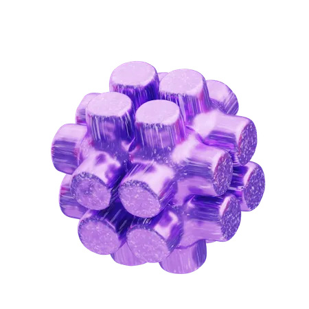 Glitter Abstract Purple Metallic Cylinder  3D Icon
