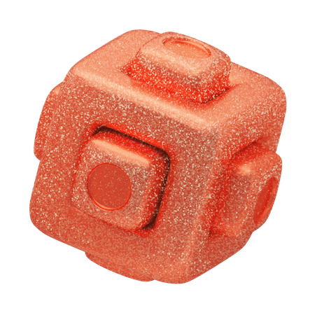 Glitter Abstract Red Mechanical Cube  3D Icon