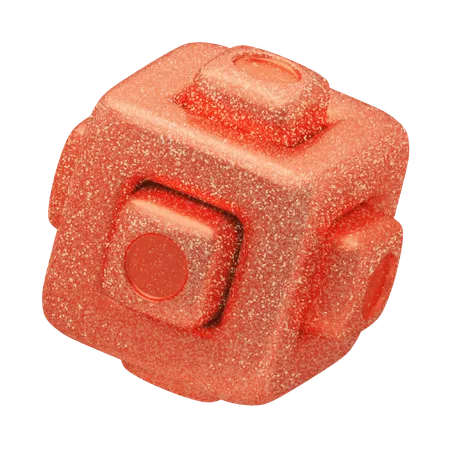 Glitter Abstract Red Mechanical Cube  3D Icon