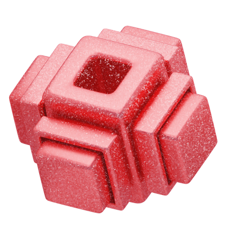 Glitter Abstract Red Modular Structure  3D Icon