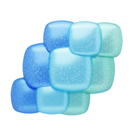 Glitter Abstract Stacked Blue And Mint Cushions  3D Icon