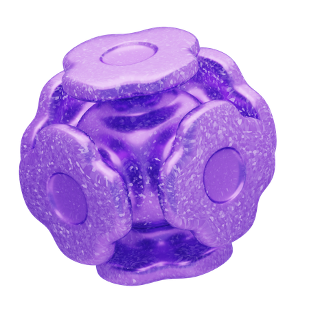 Glitter Abstract Violet Floral Cube  3D Icon