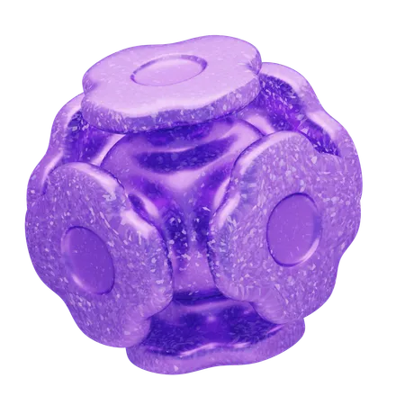 Glitter Abstract Violet Floral Cube  3D Icon