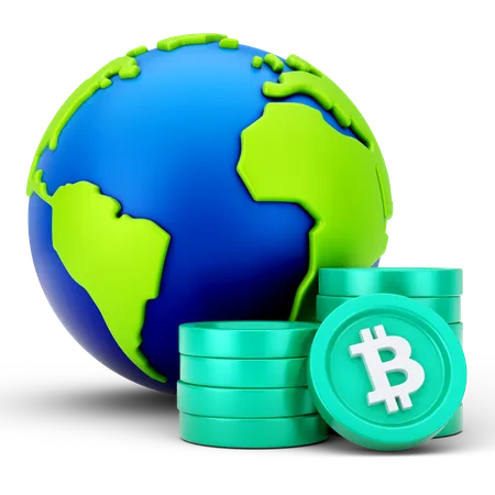 Bitcoin mundial  3D Icon