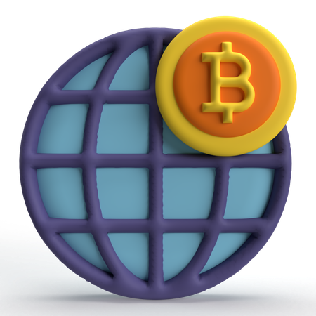 グローバルビットコイン  3D Icon