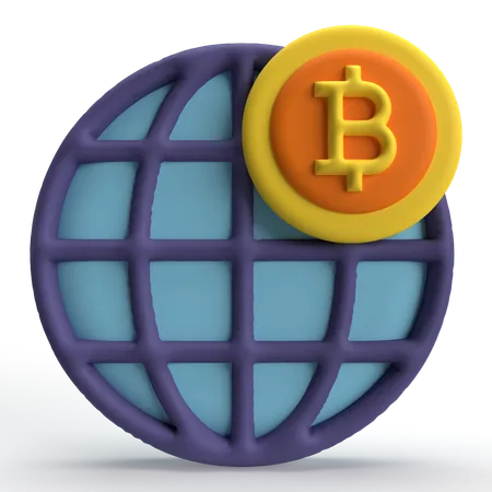 グローバルビットコイン  3D Icon