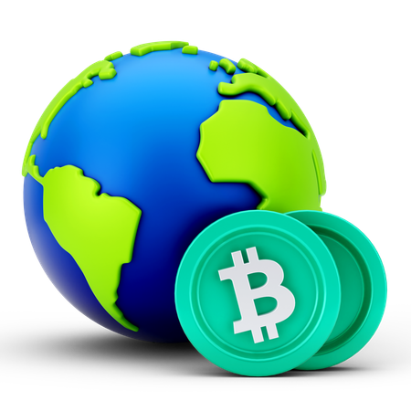 Global Bitcoin  3D Icon