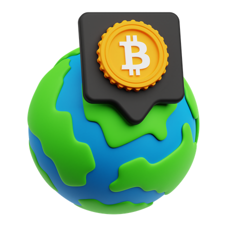 Global Bitcoin  3D Icon