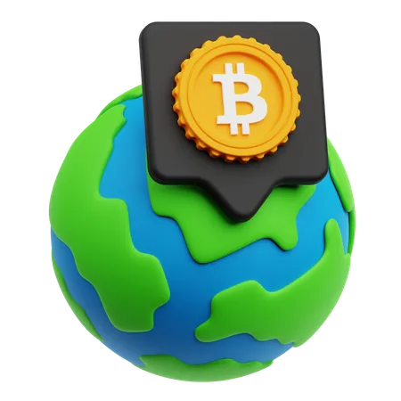 Global Bitcoin  3D Icon