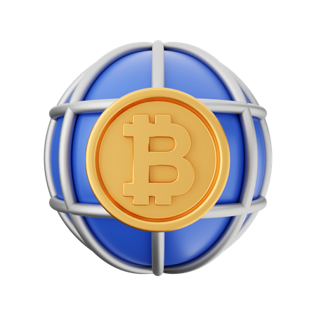 Global Bitcoin  3D Icon