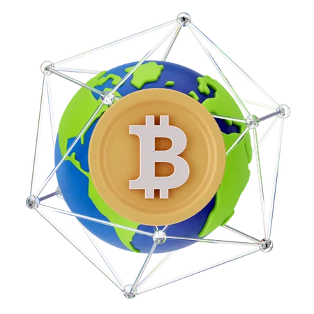 Global Bitcoin  3D Icon