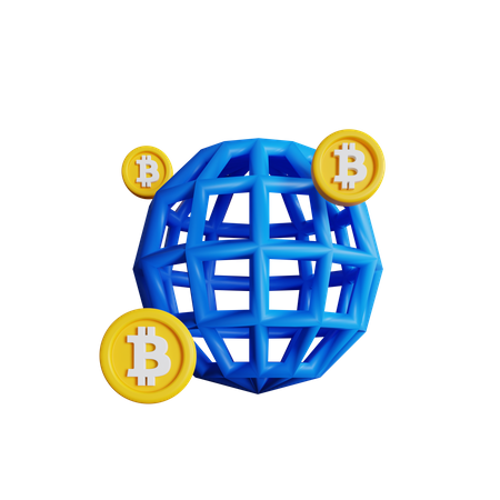 Global Bitcoin  3D Icon