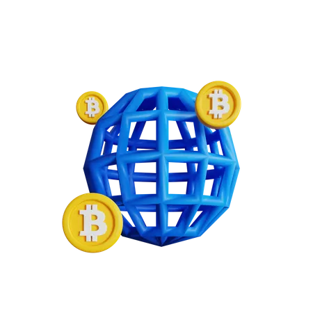 Global Bitcoin  3D Icon