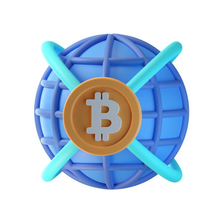 Global Bitcoin  3D Icon