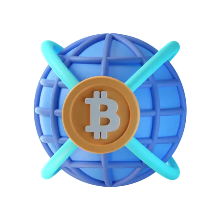 Global Bitcoin  3D Icon