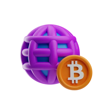 Global Bitcoin  3D Icon