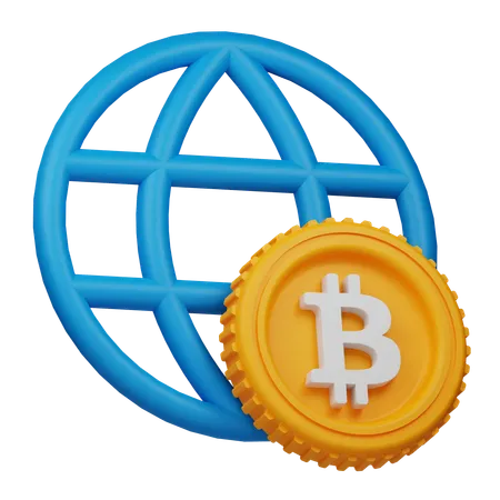 Global Bitcoin  3D Icon