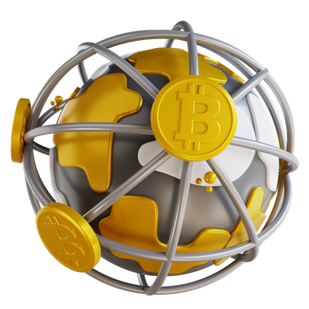Global Bitcoin  3D Icon