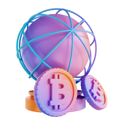 Global bitcoin  3D Illustration