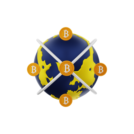 Global Bitcoin  3D Illustration