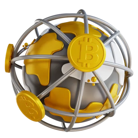 Global Bitcoin  3D Illustration