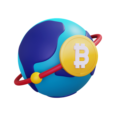 Global Bitcoin 3D Illustration